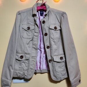 VINTAGE GAP Tan and Pink Jean Jacket Casual Style